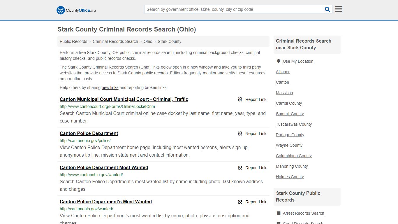 Criminal Records Search - Stark County, OH (Arrests, Jails & Most ...